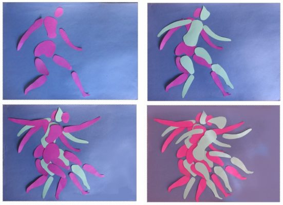 Collage of figures shown in four steps.