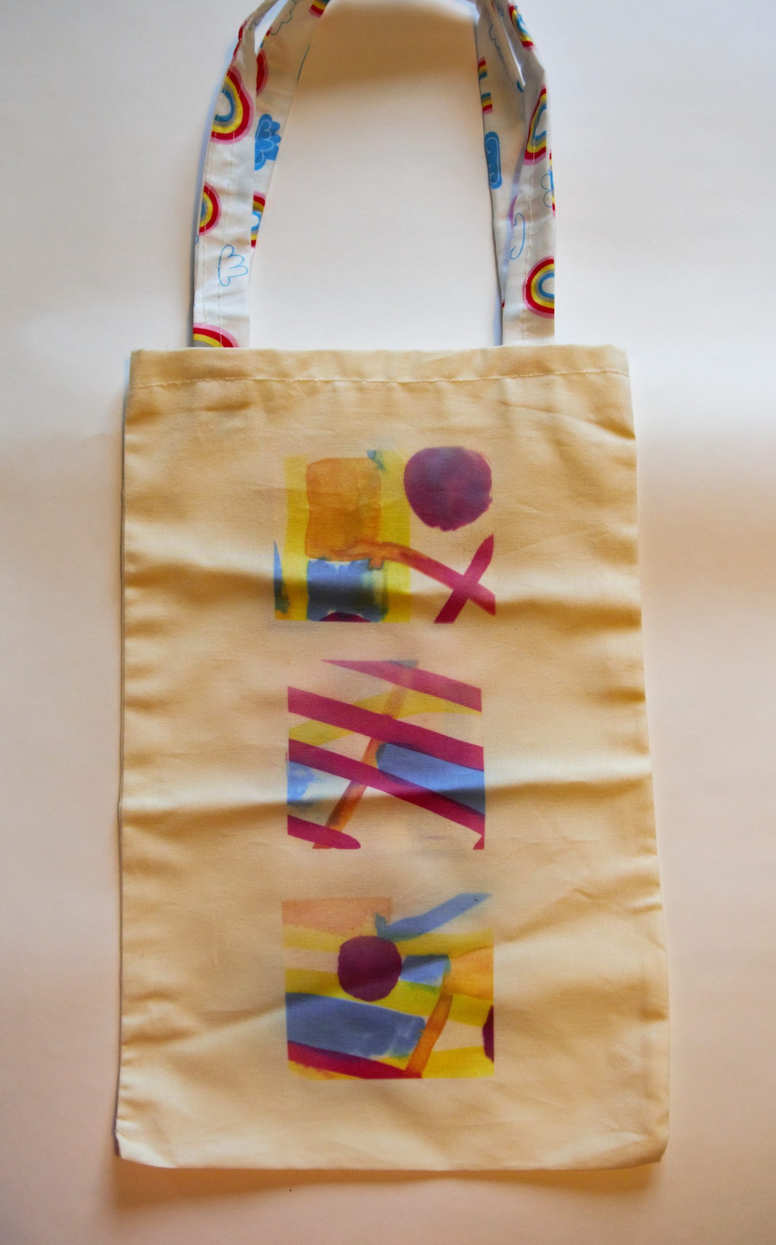 Handmade rainbow handle tote bag - Inside Out Community